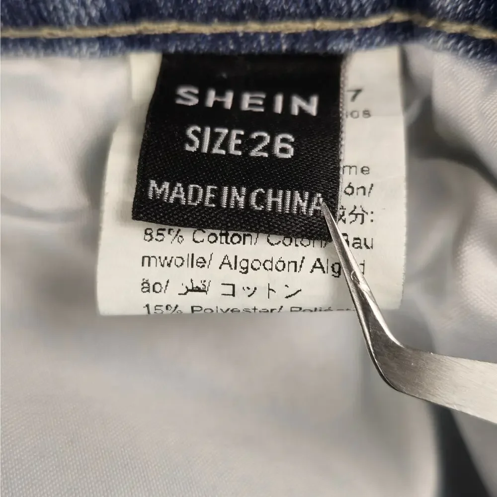 🌼Shein Skirt Womens Size 26 Denim Maxi Pencil Frayed Hem - Picture 3 of 9